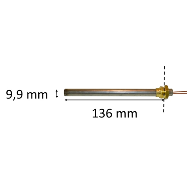 Gloeibougie met draad voor pelletkachel: 9,9 mm x 136 mm 250 Watt 3/8 draad