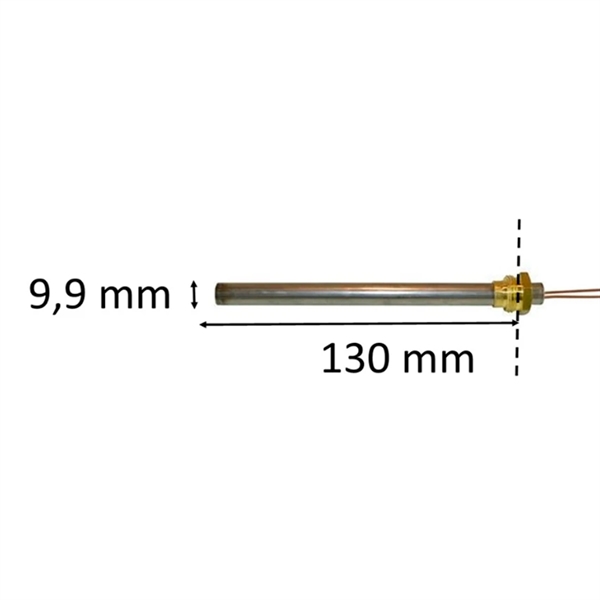Gloeibougie met draad voor pelletkachel: 9,9 mm x 130 mm 270 Watt 3/8 draad