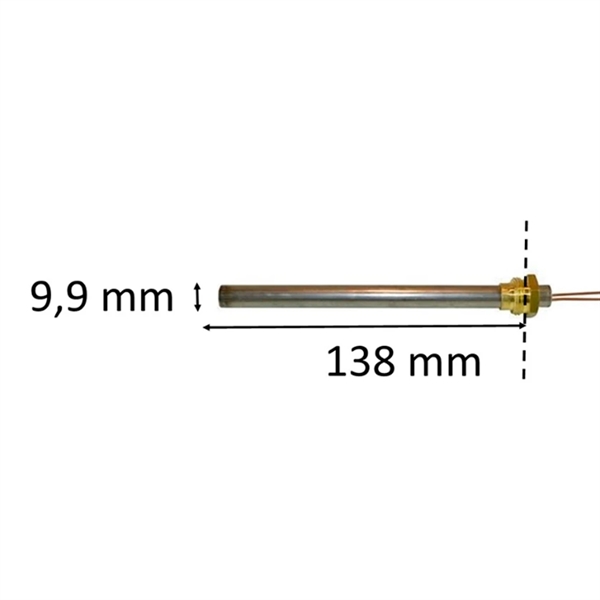 Gloeibougie met draad voor pelletkachel: 9,9 mm x 138 mm 300 Watt 1/4" draad