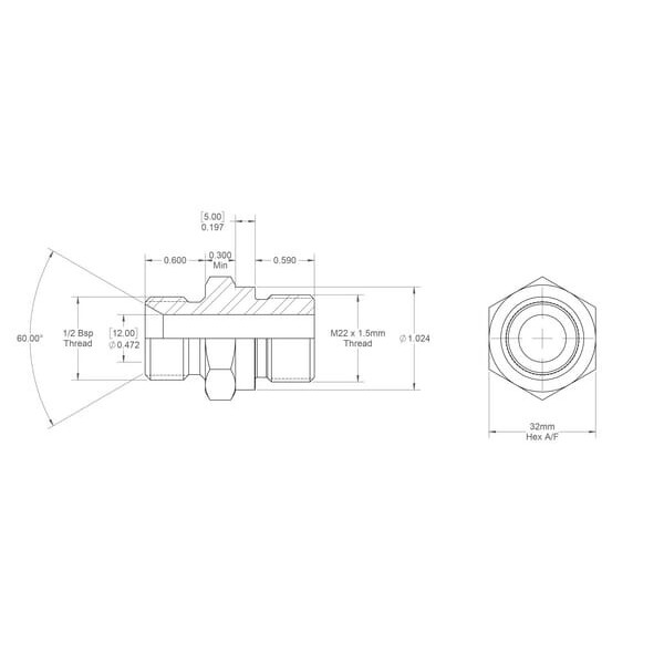 John Deere Screw-in couplingsscrew-in metric x male BSP - VNBM0822ISO6149 - Koppeling M/M 1/2 B x M22 x 1,5 6149
