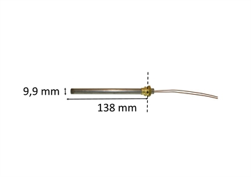 Gloeibougie met draad voor pelletkachel: 9,9 mm x 138 mm 300 Watt 1/4" draad